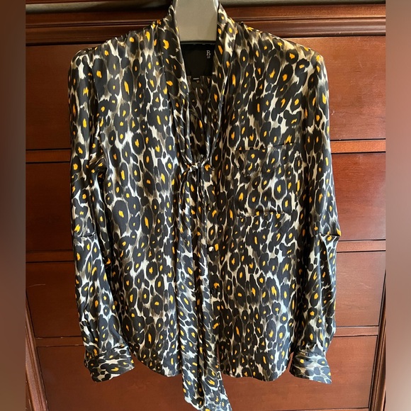 R13 Lavalliere Neck Blouse XS- Leopard Print - Picture 5 of 7
